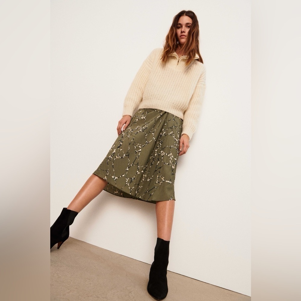 ba&sh MOPERA Front Draped Abstract Midi Skirt